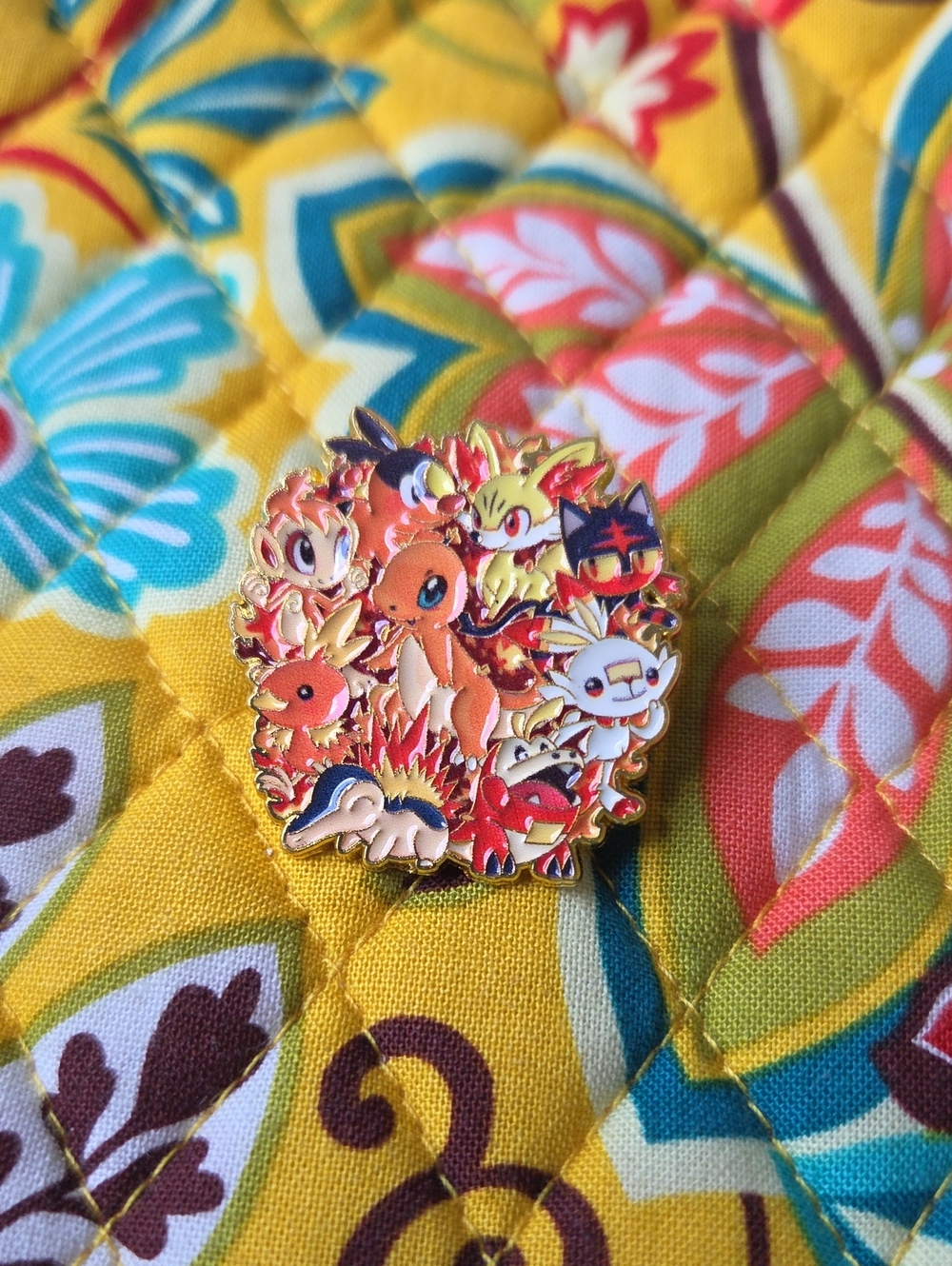 Pokemon Fire-Type Enamel Pin – Orange, Red, Yellow Design